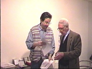 Sergio Maltagliati e Pietro Grossi con documenti di lavoro, 1997