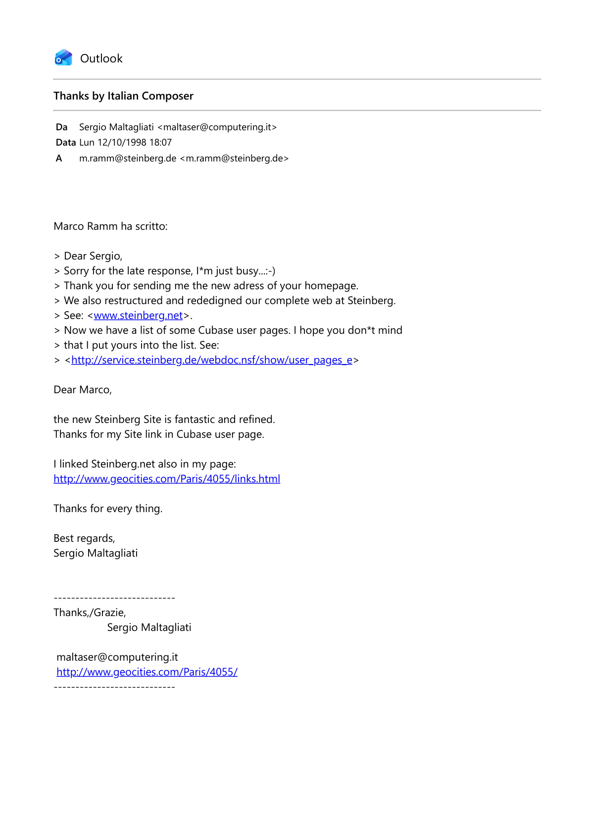 Steinberg correspondence 1998